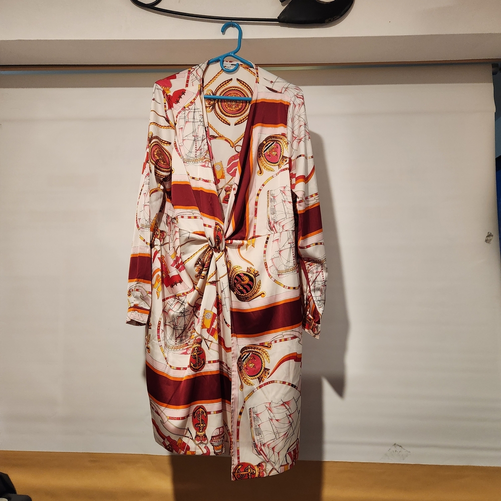 Stylish Red and White Patterned Dress